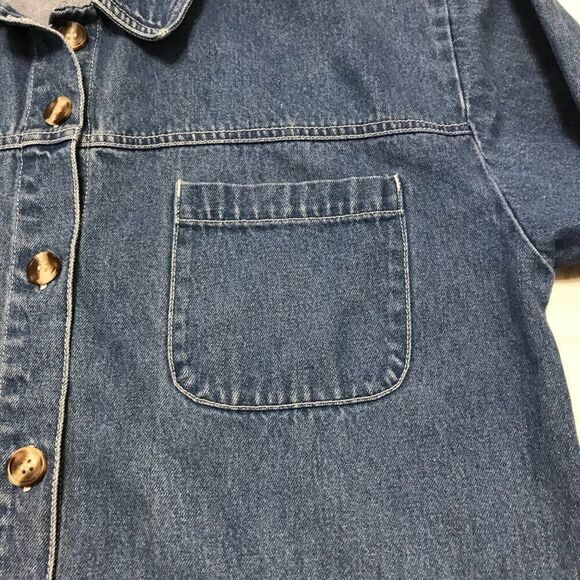 Clementine women's denim 4 pocket long sleve button front shirt Large - Picture 3 of 4